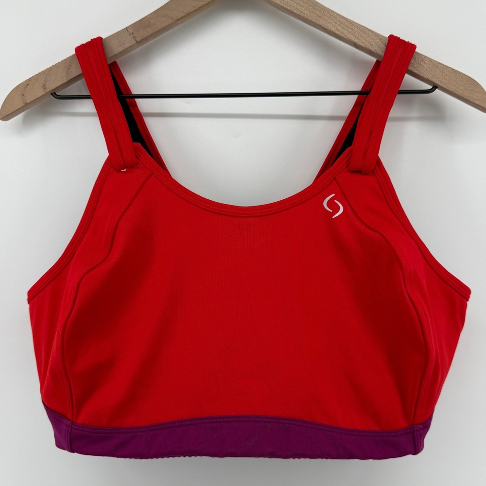 Moving Comfort Fiona Wireless Sports Bra Red Magenta 40DD Hook Loop 350003